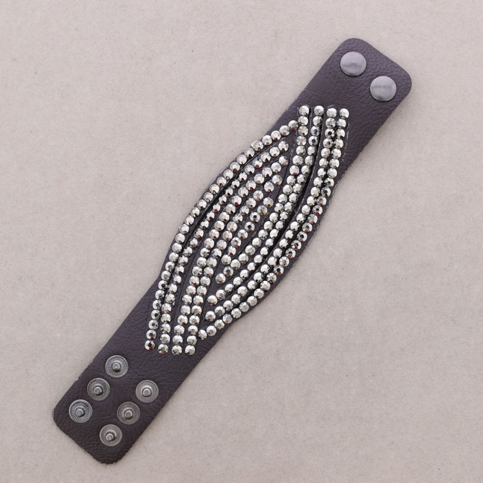 IMI LEATHER BRACELET WITH CRYSTALS