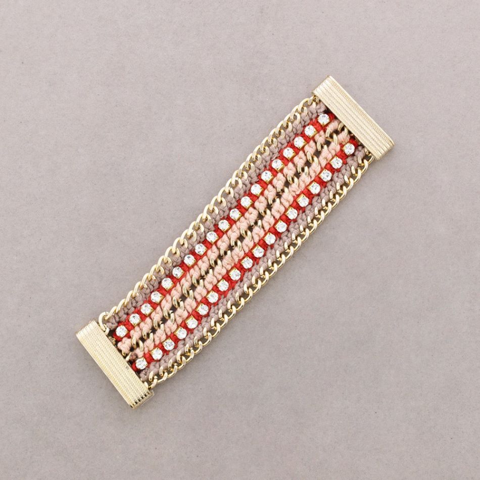 PULSERA TEJIDA CRISTALES