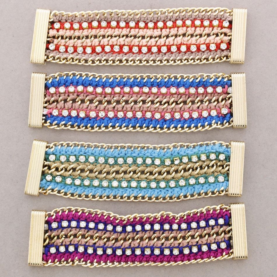 PULSERA TEJIDA CRISTALES