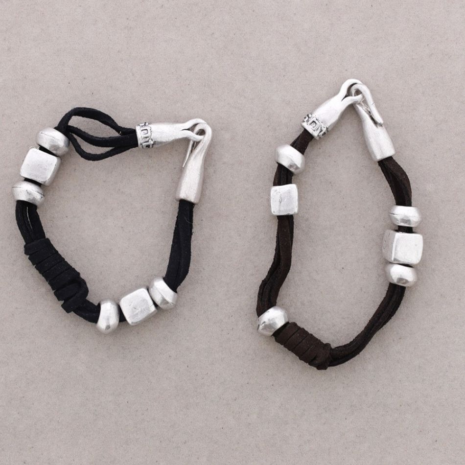 SUEDE METAL BEAD BRACELET
