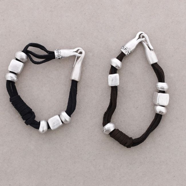 SUEDE METAL BEAD BRACELET