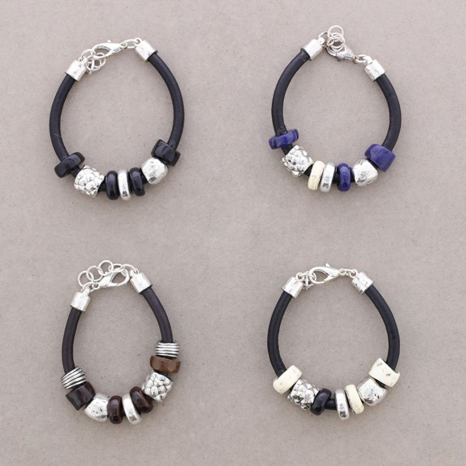 LEATHER METAL RESIN BRACELET