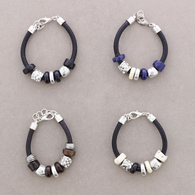 LEATHER METAL RESIN BRACELET
