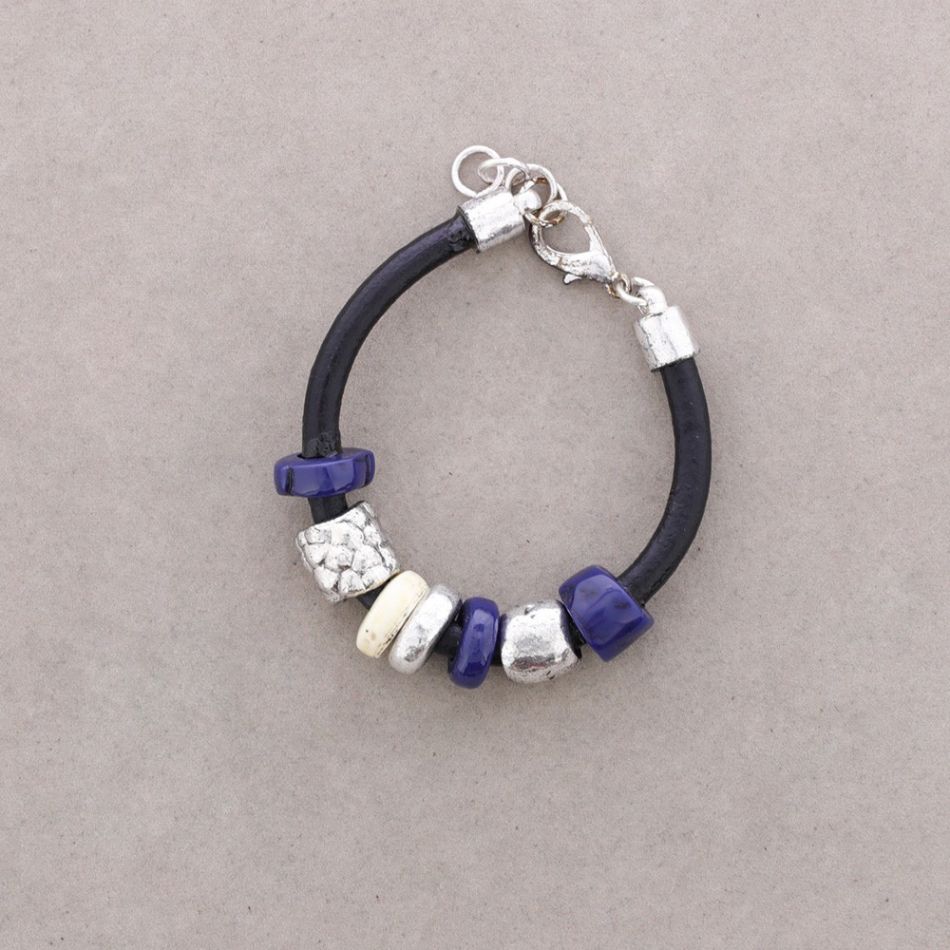 LEATHER METAL RESIN BRACELET