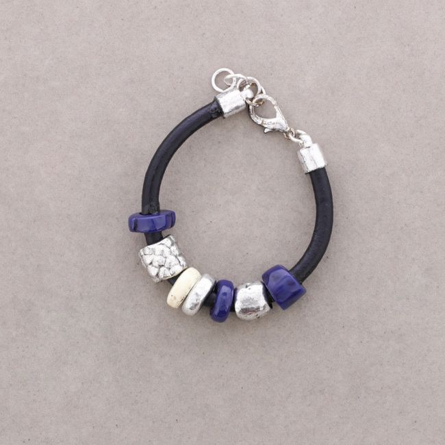 LEATHER METAL RESIN BRACELET