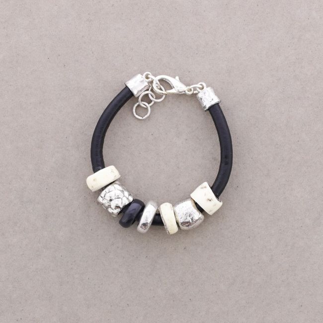 LEATHER METAL RESIN BRACELET