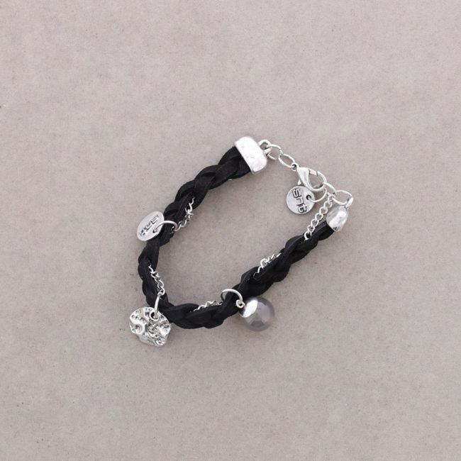 LEATHER BRACELET WITH METAL BEADS