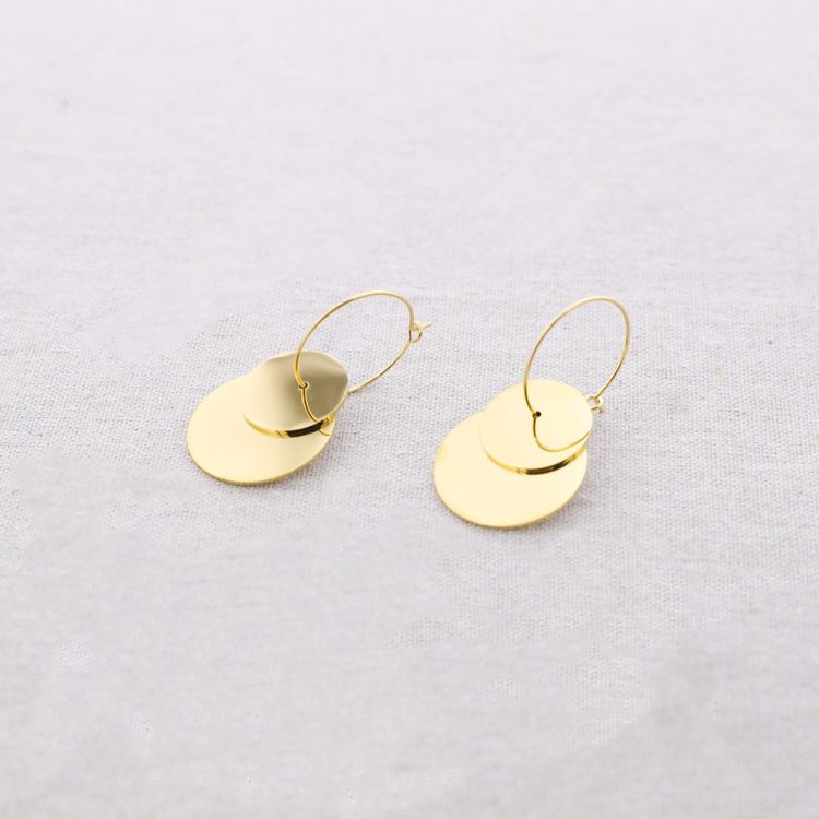 PENDIENTES ACERO ARO DOBLE MEDALLA 2
