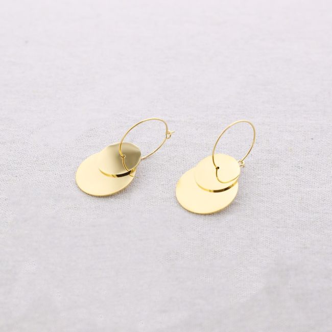 PENDIENTES ACERO ARO DOBLE MEDALLA