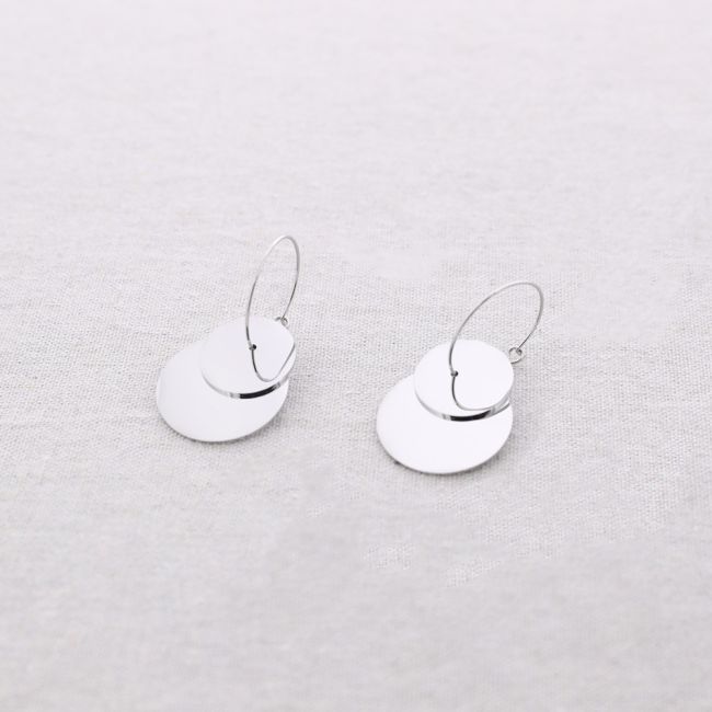 PENDIENTES ACERO ARO DOBLE MEDALLA