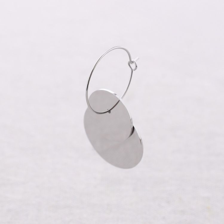 PENDIENTES ACERO ARO DOBLE MEDALLA