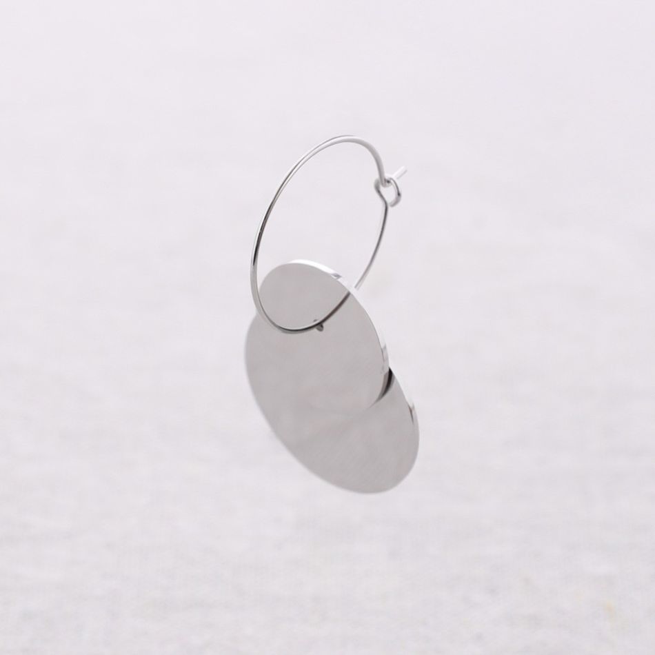 PENDIENTES ACERO ARO DOBLE MEDALLA