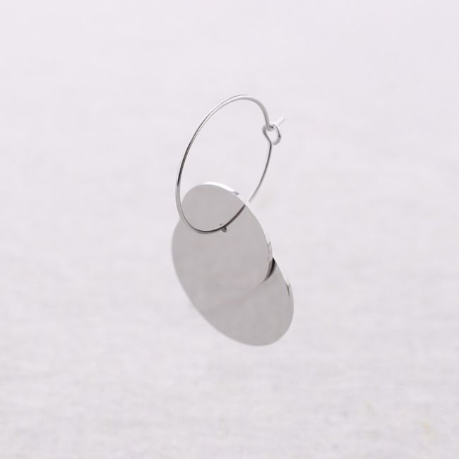 PENDIENTES ACERO ARO DOBLE MEDALLA