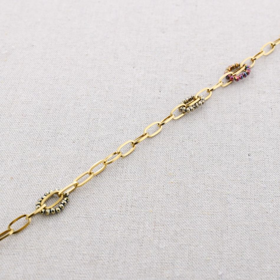 STEEL SHORT NECKLACE WITH CRYSTAL LINKS