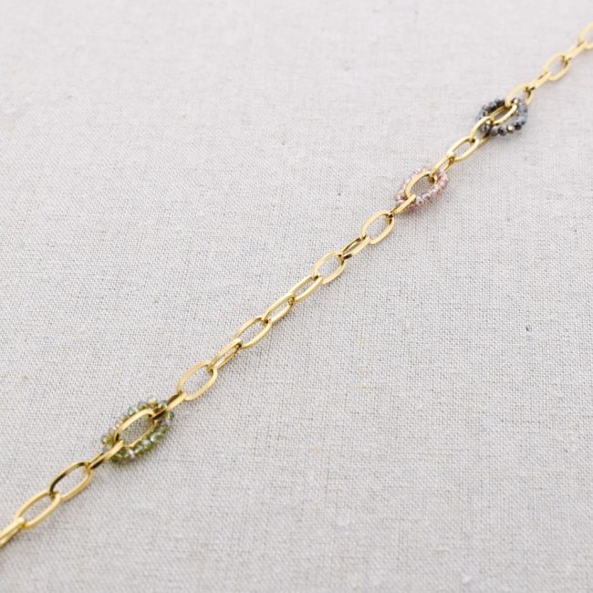 STEEL SHORT NECKLACE WITH CRYSTAL LINKS