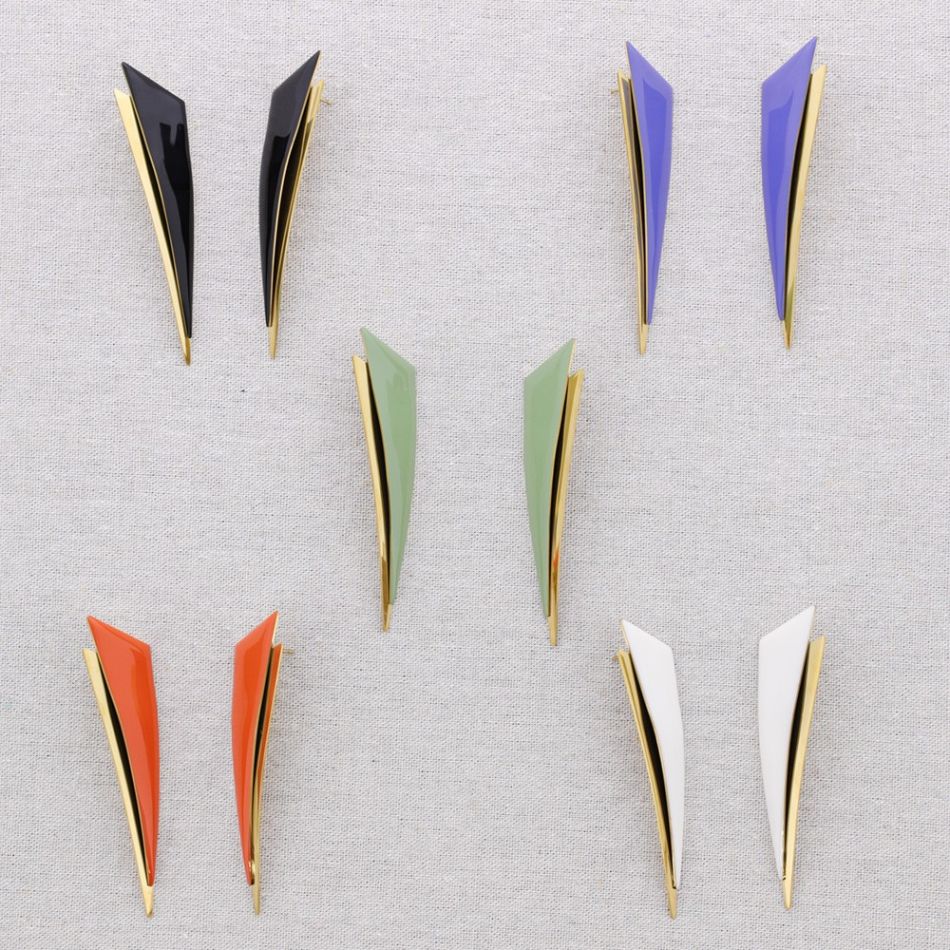 PENDIENTES ACERO DOBLE TRIÁNGULO ESMALTE