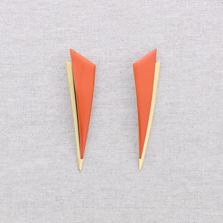 DOUBLE TRIANGLE ENAMEL STEEL EARRINGS