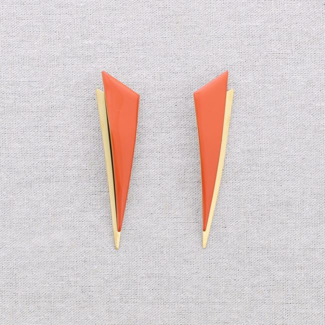 DOUBLE TRIANGLE ENAMEL STEEL EARRINGS