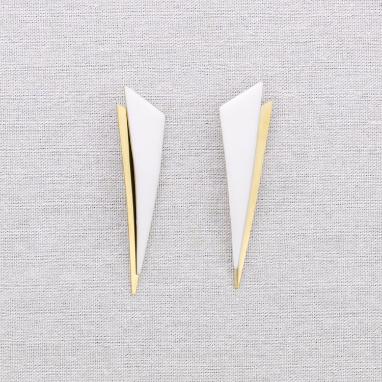 PENDIENTES ACERO DOBLE TRIÁNGULO ESMALTE