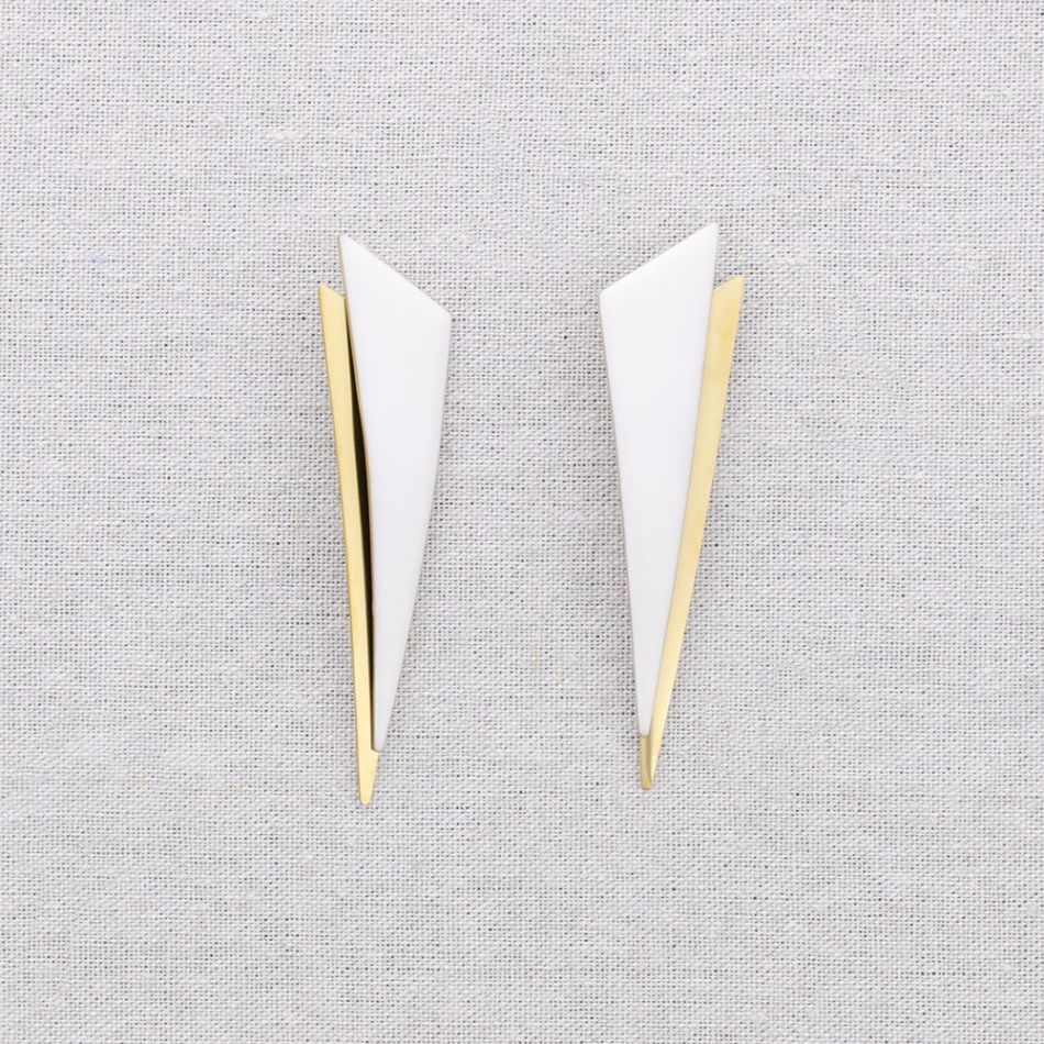 PENDIENTES ACERO DOBLE TRIÁNGULO ESMALTE
