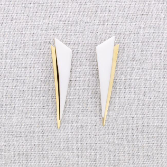 PENDIENTES ACERO DOBLE TRIÁNGULO ESMALTE
