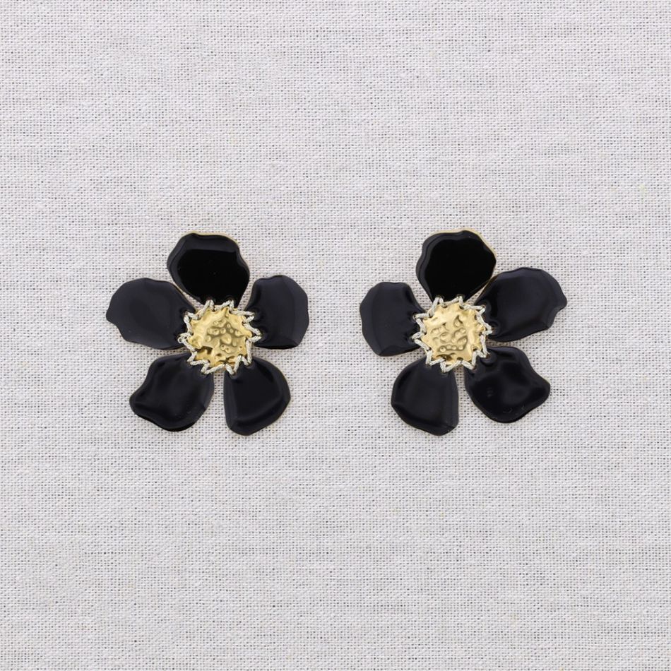 PENDIENTES ACERO FLOR ESMALTE
