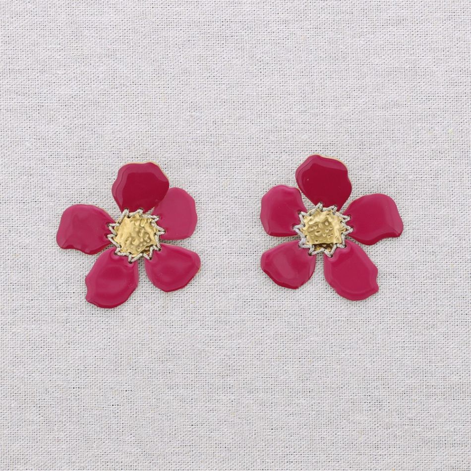 PENDIENTES ACERO FLOR ESMALTE