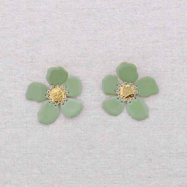 PENDIENTES ACERO FLOR ESMALTE