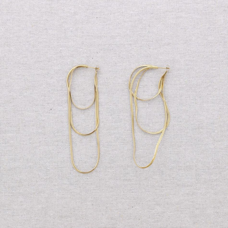 PENDIENTES ACERO FORMA CASCADA CADENA PLANA