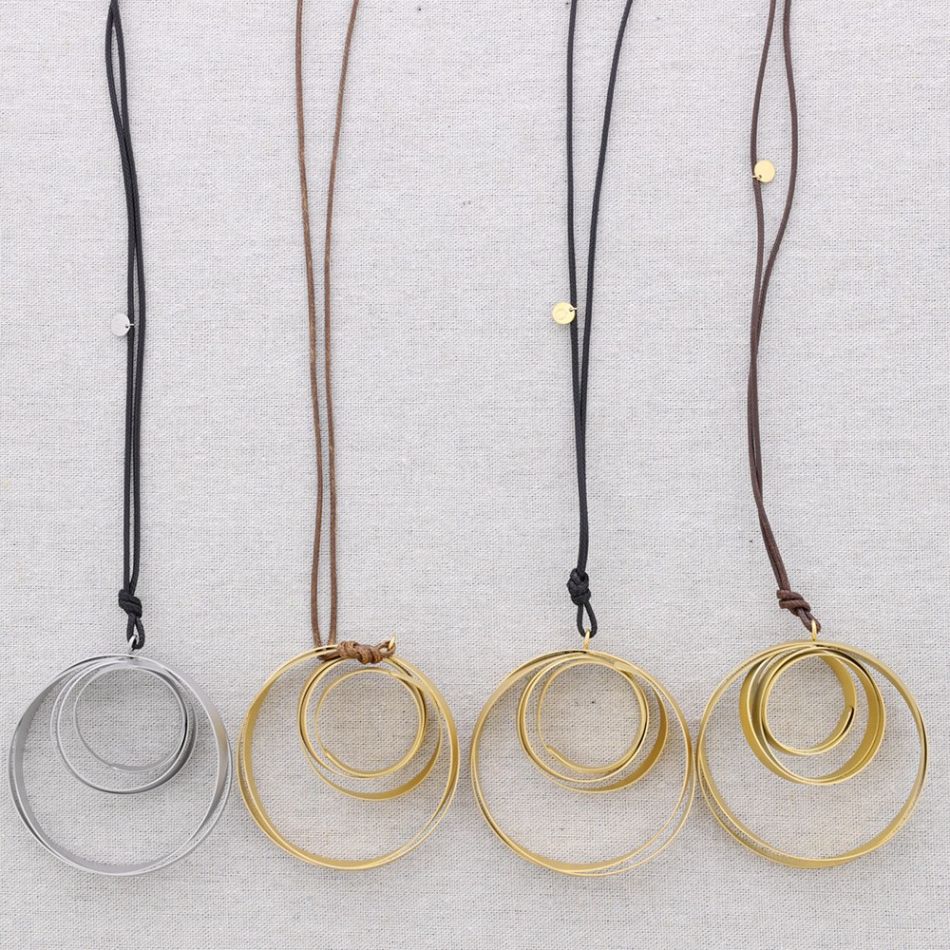 COLLAR LARGO ACERO COLGANTE ESPIRAL