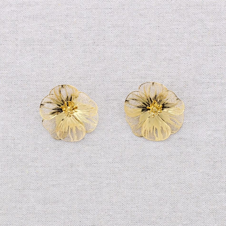 PENDIENTES ACERO PRESIÓN FLOR FILIGRANA