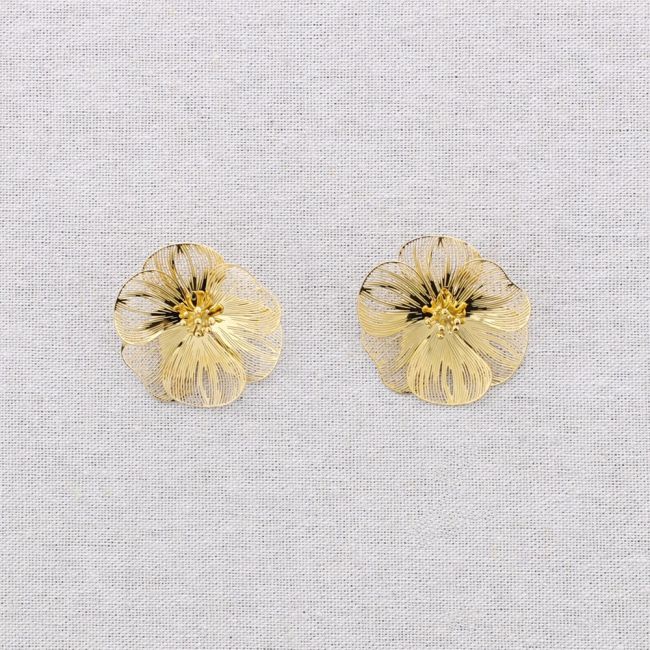 PENDIENTES ACERO PRESIÓN FLOR FILIGRANA