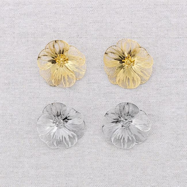 PENDIENTES ACERO PRESIÓN FLOR FILIGRANA