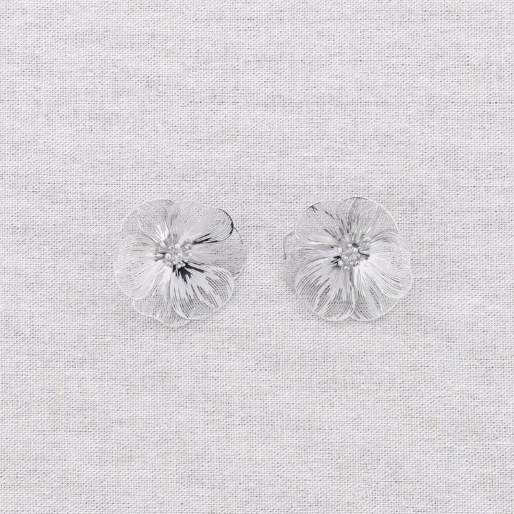 PENDIENTES ACERO PRESIÓN FLOR FILIGRANA 2