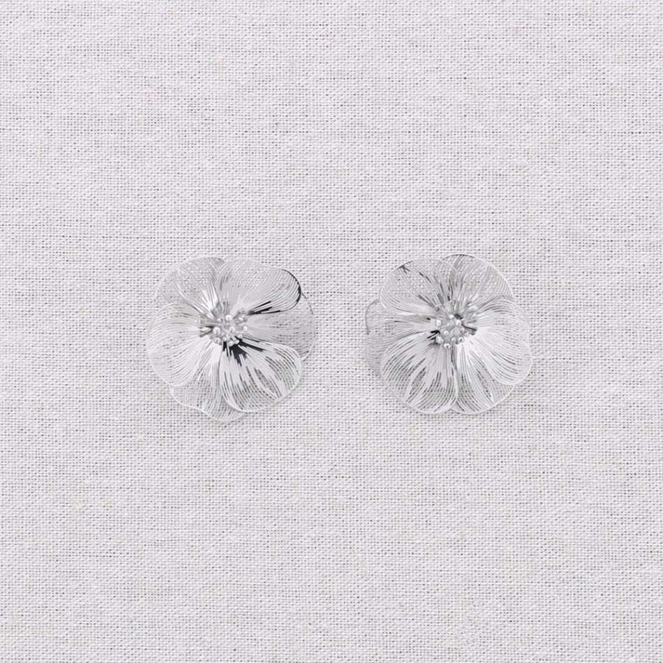 PENDIENTES ACERO PRESIÓN FLOR FILIGRANA