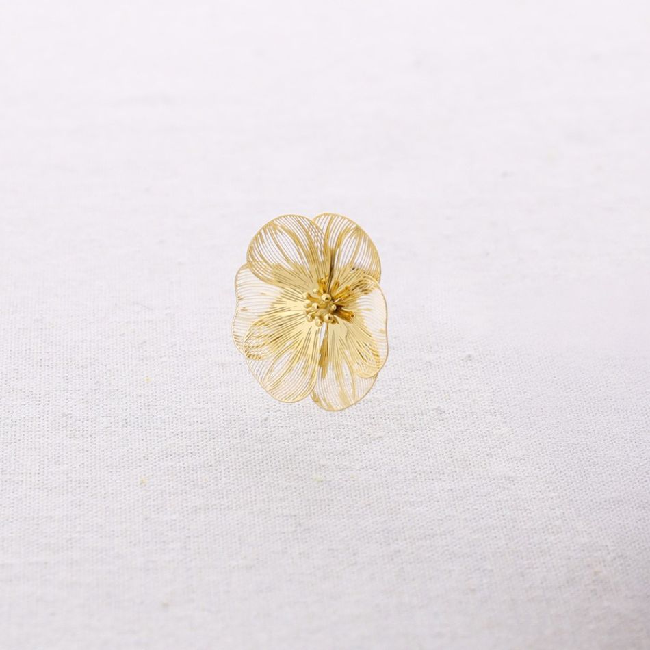 PENDIENTES ACERO PRESIÓN FLOR FILIGRANA
