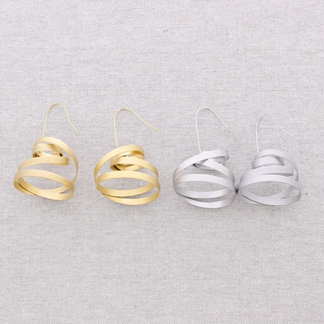 PENDIENTES ACERO COLGANTE ESPIRAL