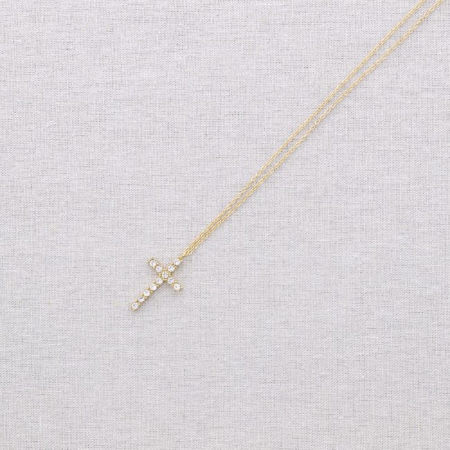 COLLAR LARGO ACERO COLGANTE CRUZ CRISTALES