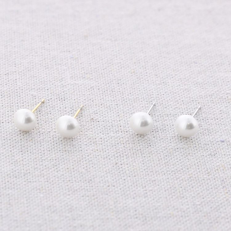 PENDIENTES ACERO PRESIÓN IMITACIÓN PERLA 7MM 2