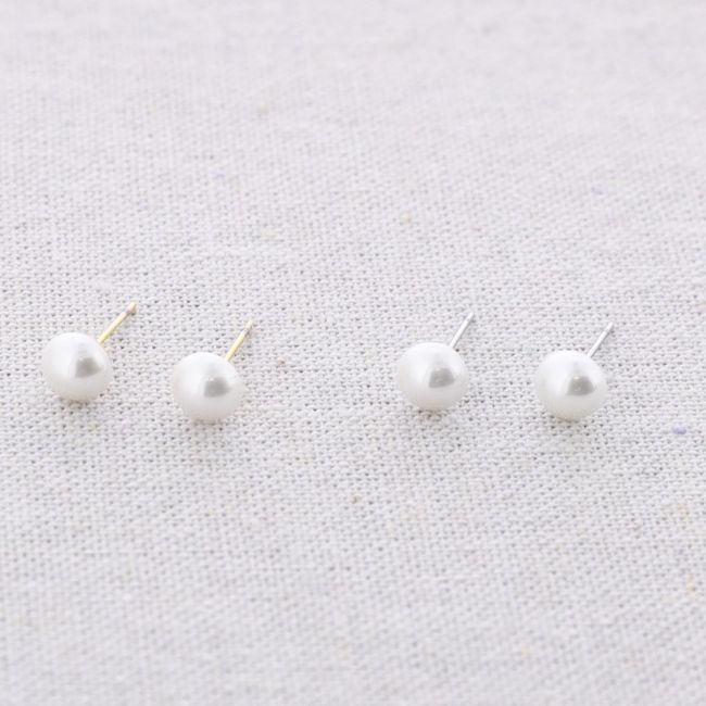 PENDIENTES ACERO PRESIÓN IMITACIÓN PERLA 7MM