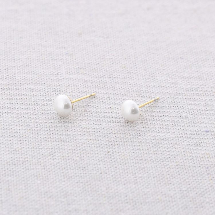 PENDIENTES ACERO PRESIÓN IMITACIÓN PERLA 7MM