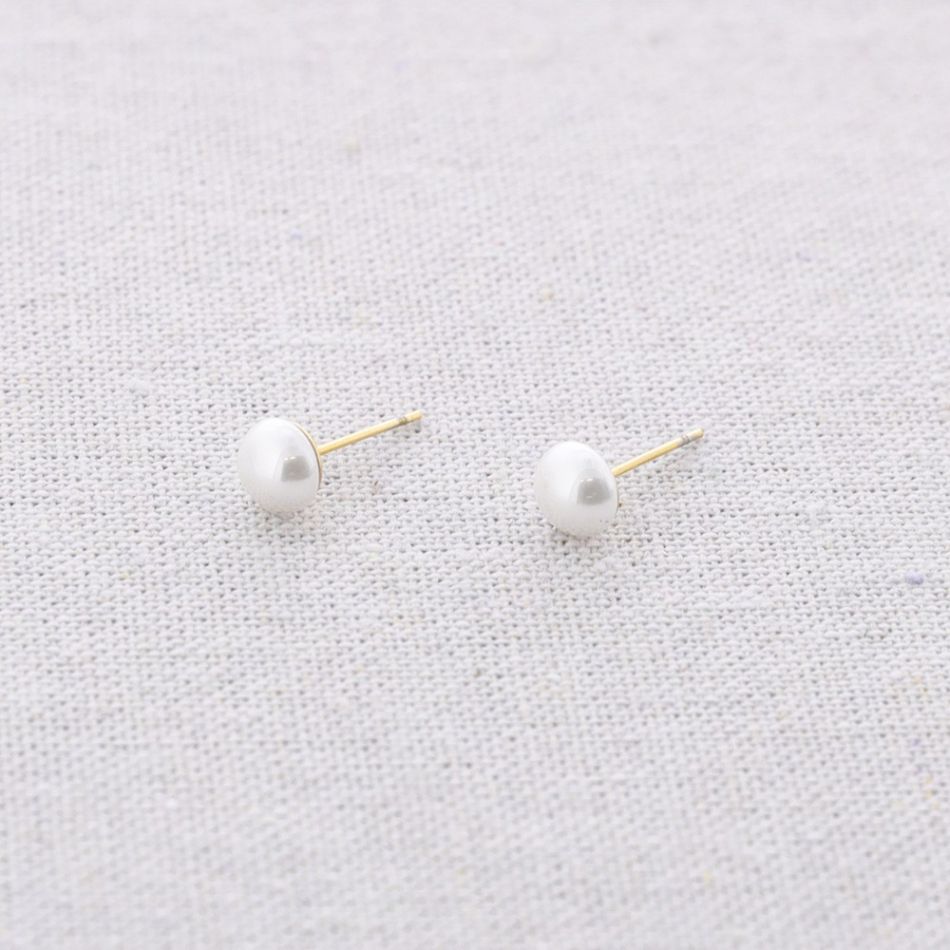 PENDIENTES ACERO PRESIÓN IMITACIÓN PERLA 7MM
