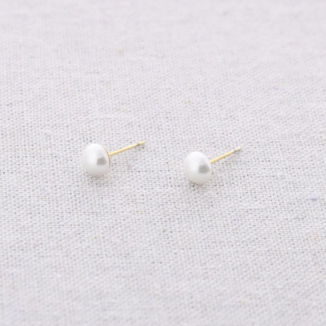 PENDIENTES ACERO PRESIÓN IMITACIÓN PERLA 7MM