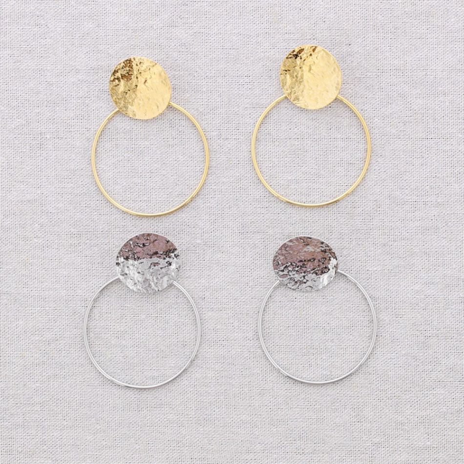 PENDIENTES ACERO MEDALLA COLGANTE ARO