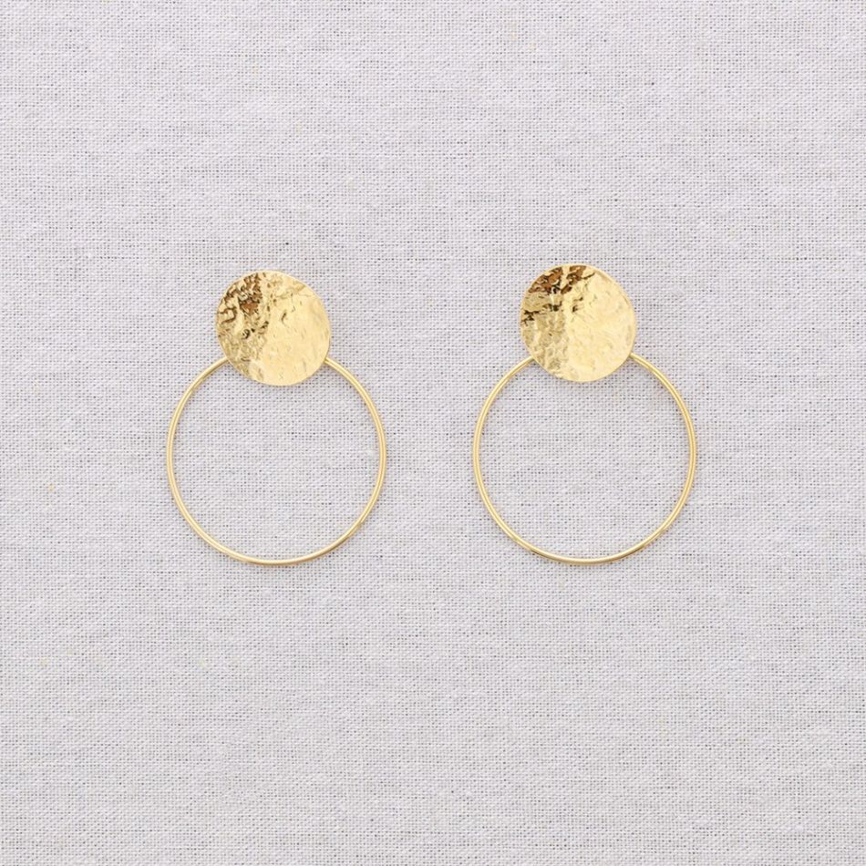 PENDIENTES ACERO MEDALLA COLGANTE ARO
