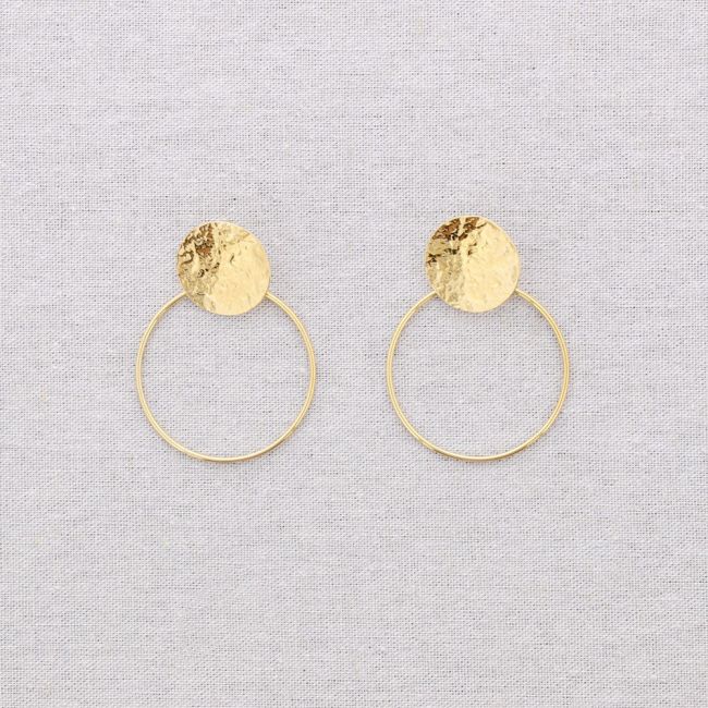 PENDIENTES ACERO MEDALLA COLGANTE ARO