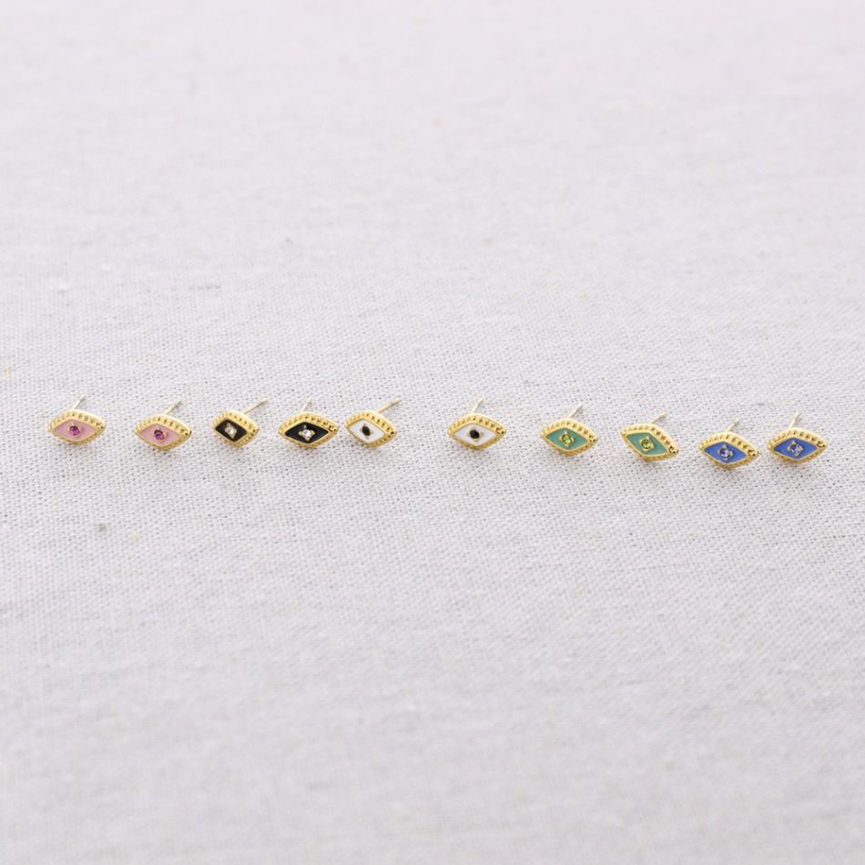 PENDIENTES ACERO ROMBO ESMALTE CRISTAL