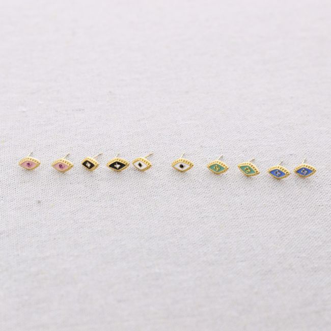 PENDIENTES ACERO ROMBO ESMALTE CRISTAL