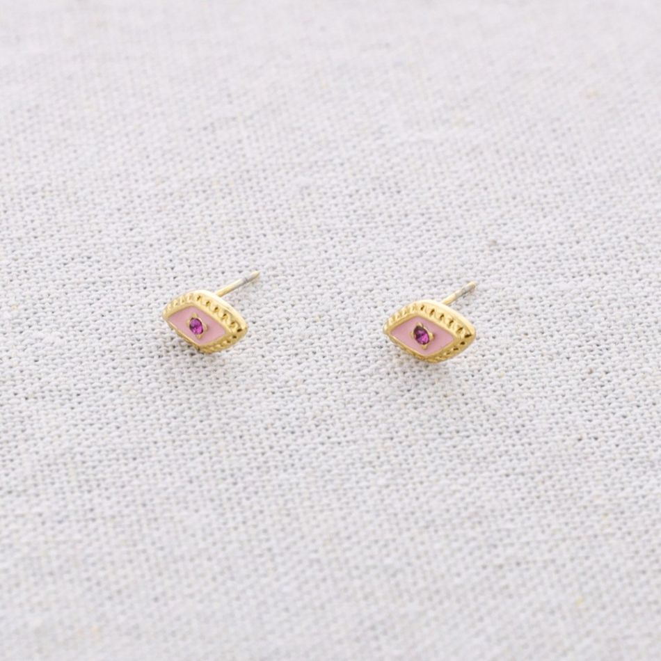 PENDIENTES ACERO ROMBO ESMALTE CRISTAL