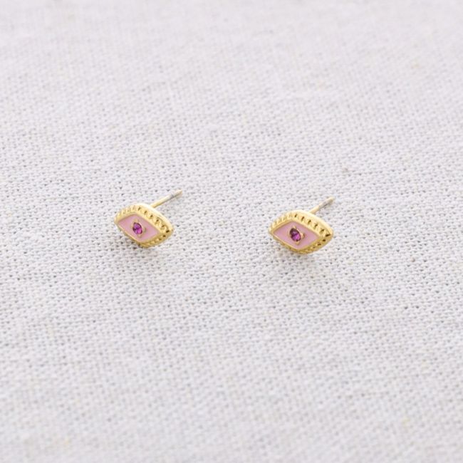 PENDIENTES ACERO ROMBO ESMALTE CRISTAL
